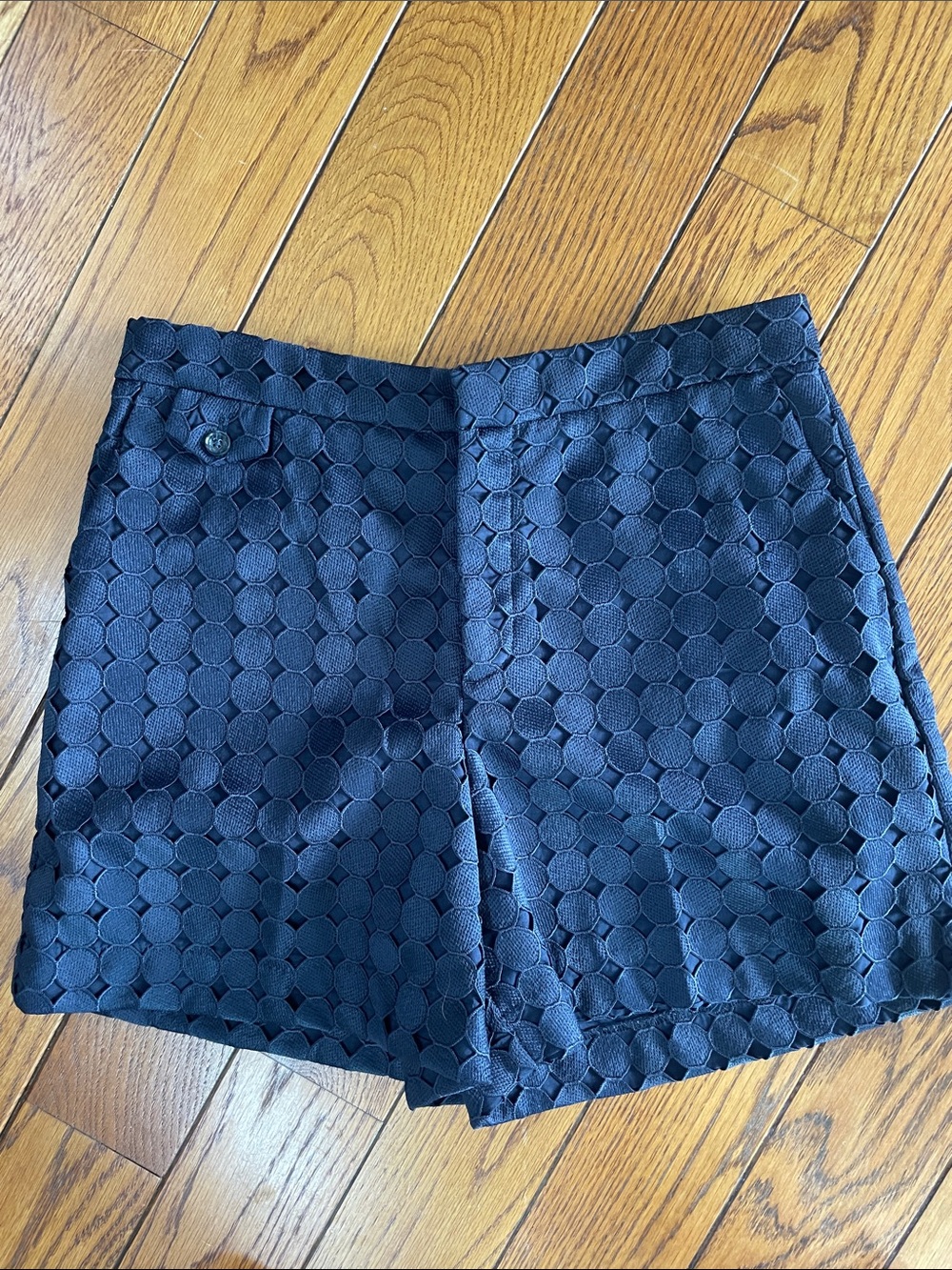 Banana Republic Black Textured Circle-Pattern Flat Front Shorts